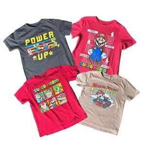 Super Mario Kids Short Sleeve T-Shirts - Red, Gray, Tan